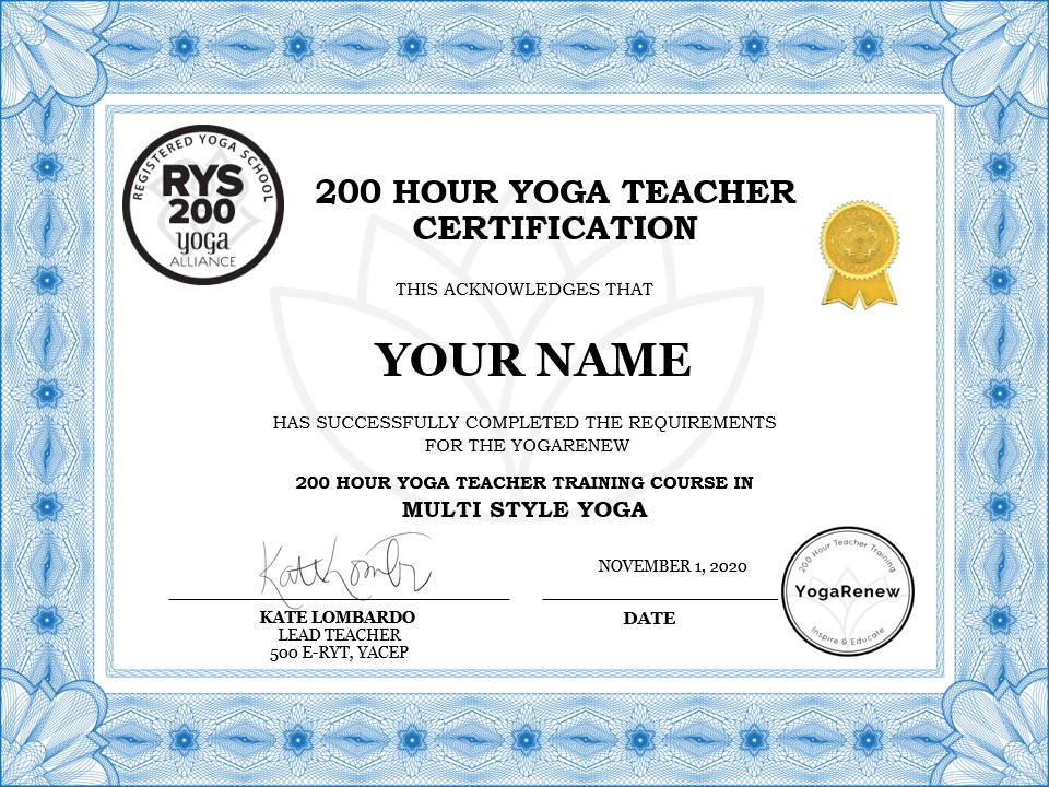 YogaRenew Online Yoga Teacher Certification 200 HR YogaRenew