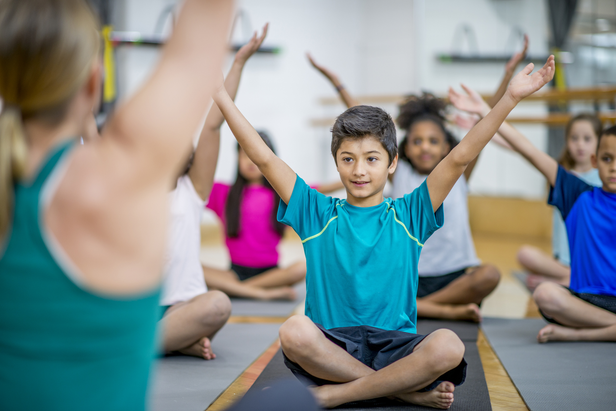 class teaching children yoga