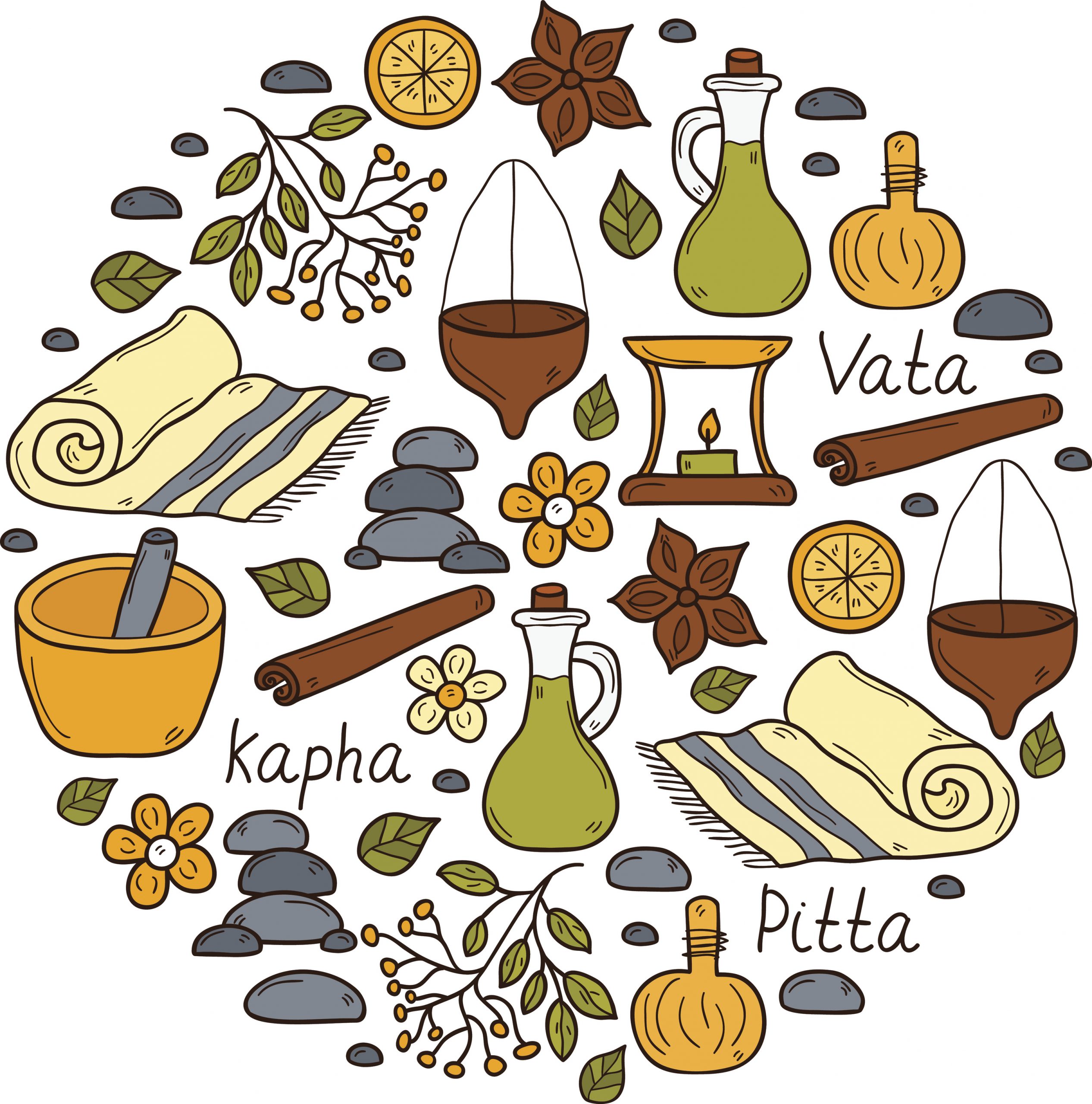 Ayurveda clipart of herbs & spices