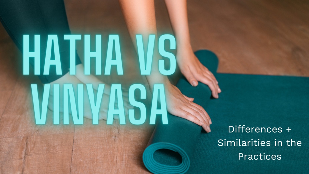 Person rolling out yoga mat: Hatha vs Vinyasa