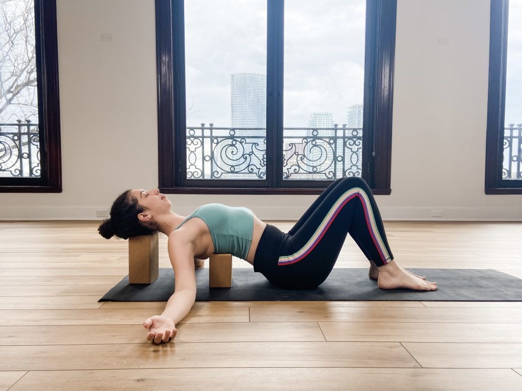 Lung Bench Yoga Pose with Blocks