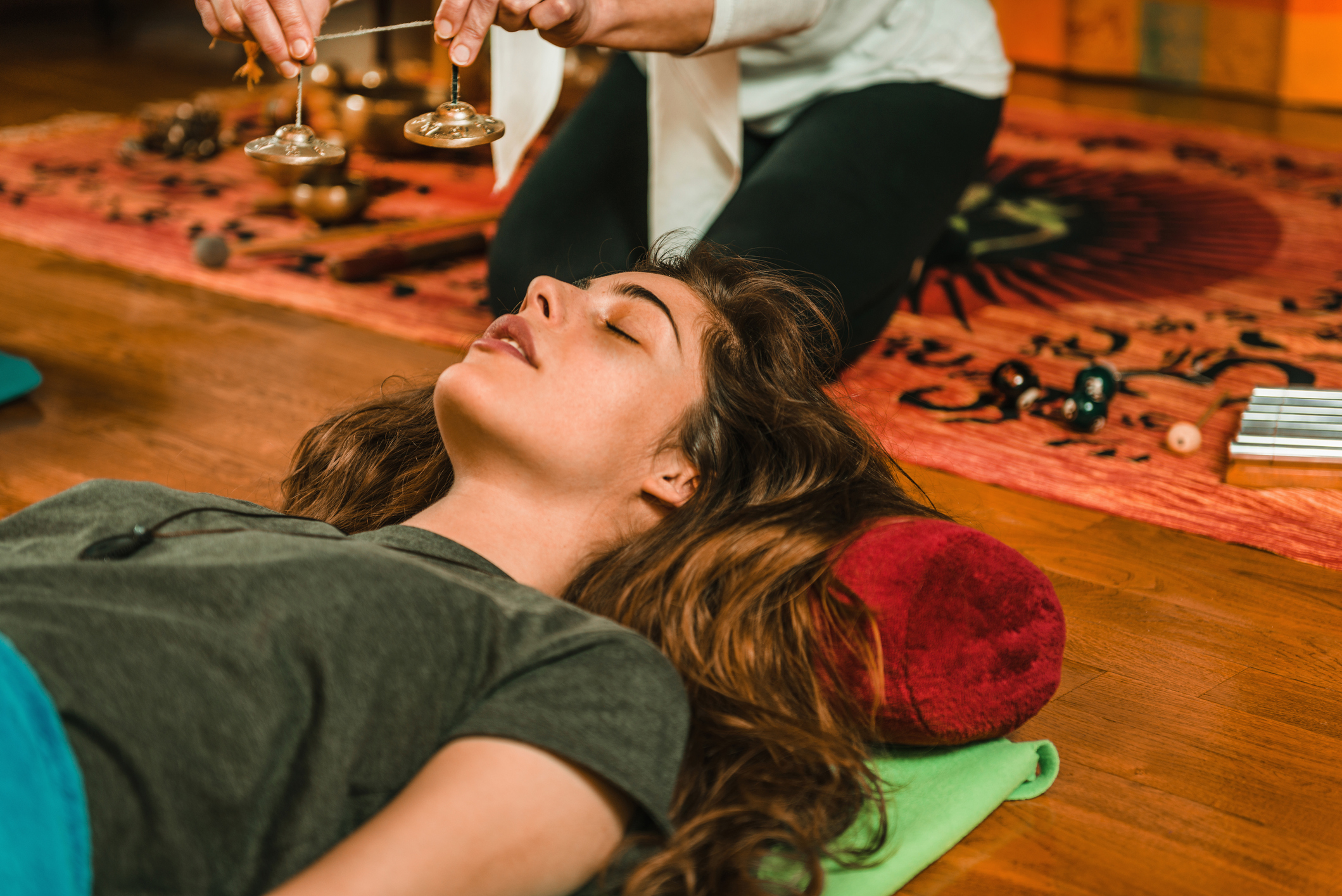 Girl receiving sound healing