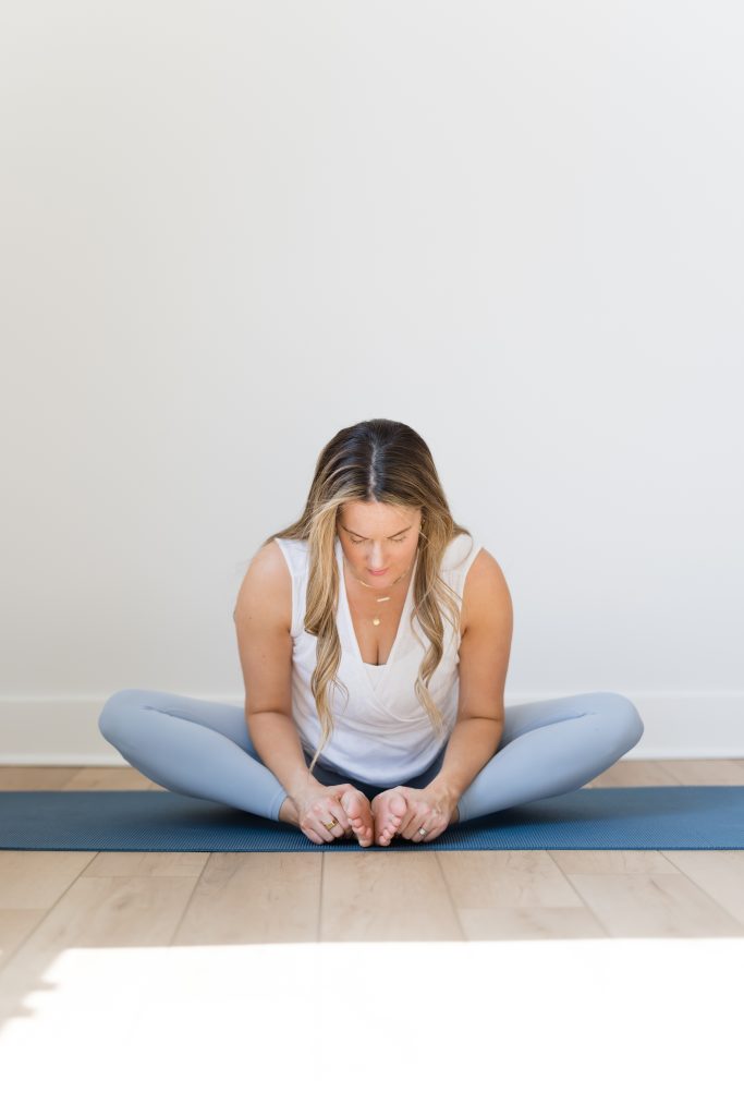 Woman in bound angle pose
