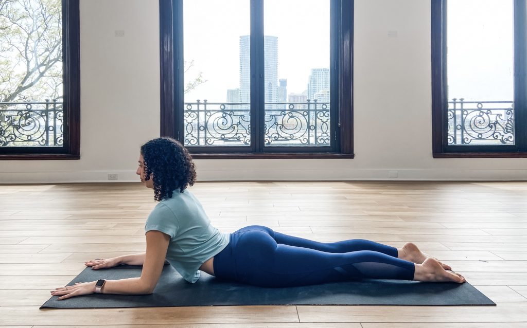 Lindsay in sphinx pose