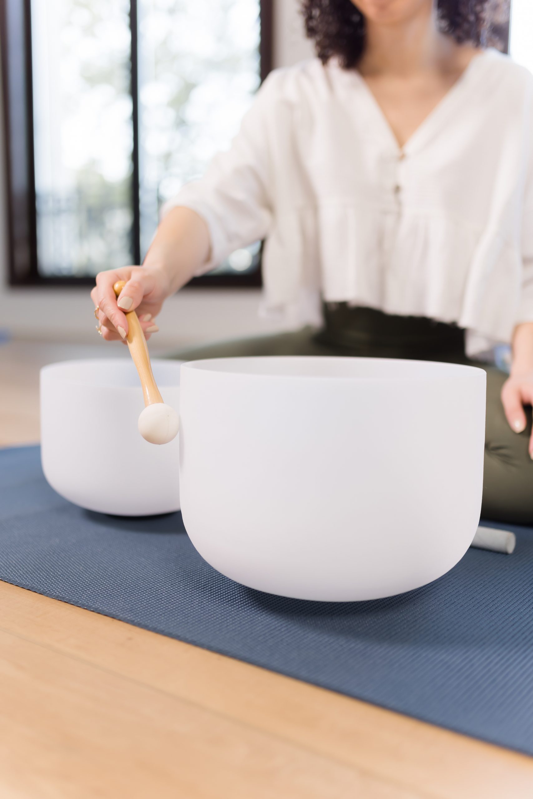 Crystal singing bowls healing sound bath