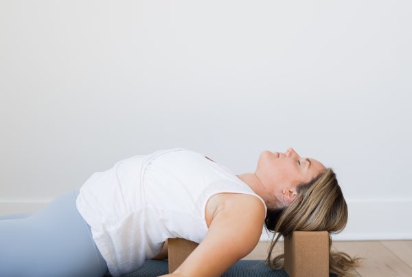 Kate Lombardo in a yin yoga pose