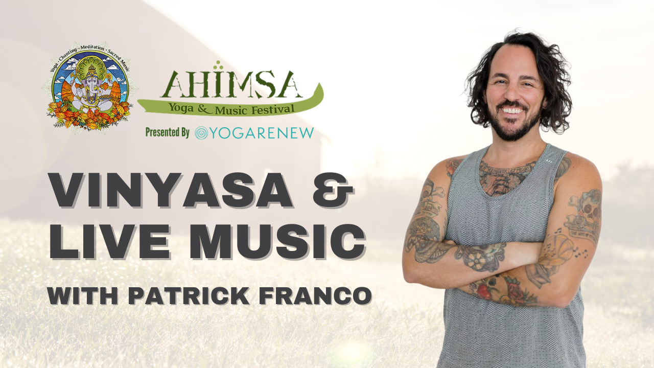 Patrick Franco on a poster for the Ahimsa Yoga & Music Festival