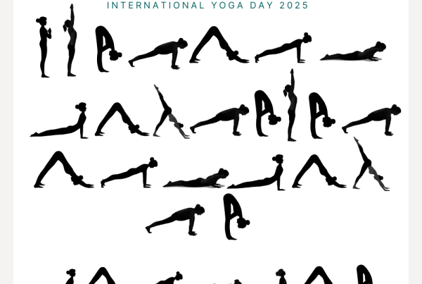 Surya Namaskar A Downloadable PDF with sun salutation pose graphics on it