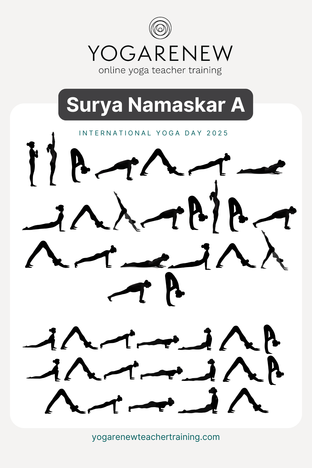 Surya Namaskar A Downloadable PDF with sun salutation pose graphics on it