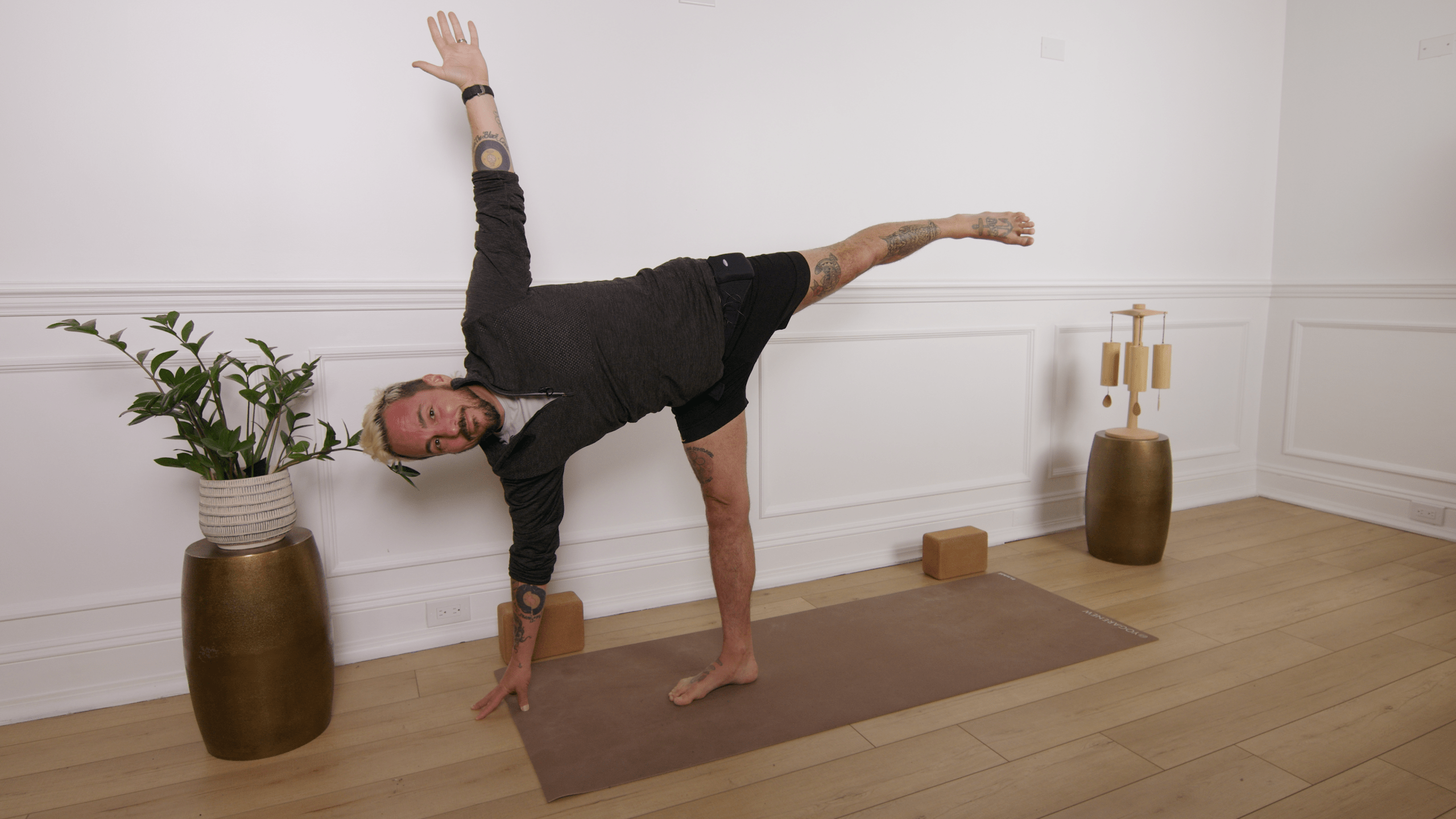 patrick franco in half moon pose