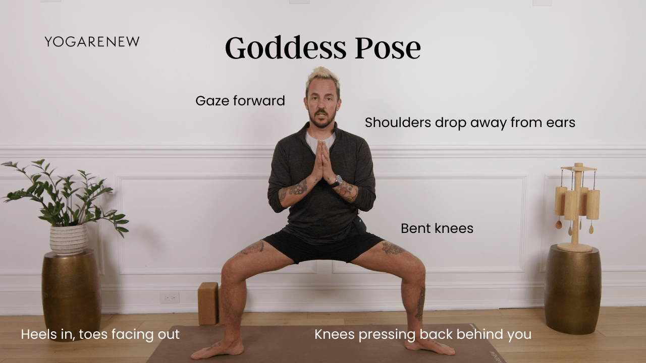 goddess pose alignment graphic with patrick franco