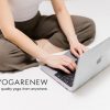 yoga app girl on laptop